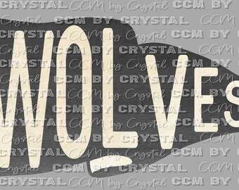 Wolves Pennant Mascot Ready to Press Transfers DTF Transfers Sublimation Transfers