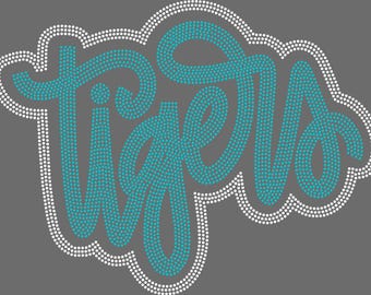 Tigers Doodle 11" Wide 2 Color Spangle Transfer