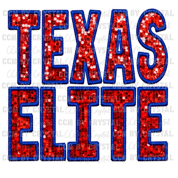 Texas Elite Faux Embroidery Faux Sequins PNG Digital Download ONLY