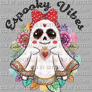 Espooky Vibes Halloween Mexican Ghost Ready to Press Transfers DTF Transfers Sublimation Transfers