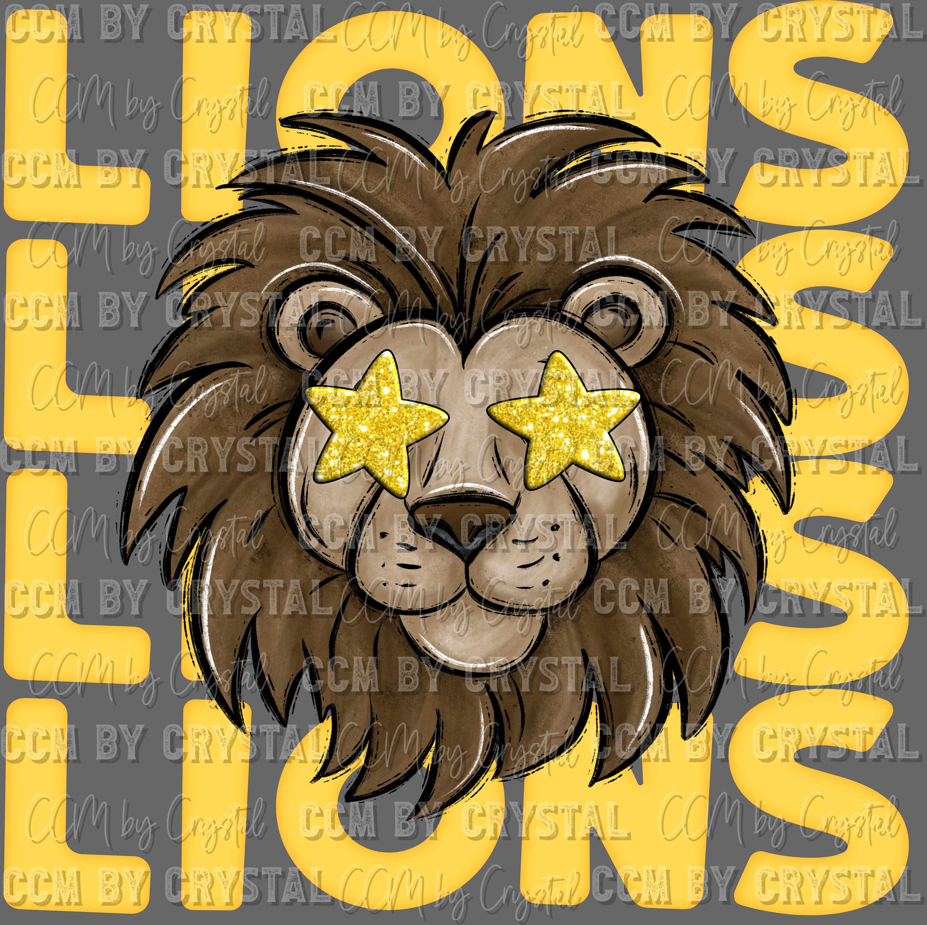 Lions Mascot Yellow Transfer Ready to Press Direct to Film DTF Transfers Sublimation Transfer