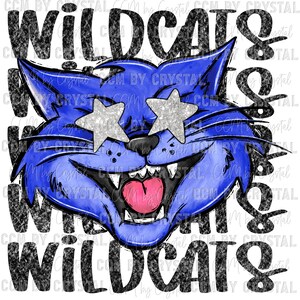 Wildcats Blue Mascot Ready to Press Transfer Direct to Film DTF Transfers Sublimation Transfer