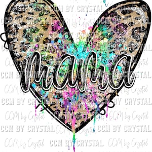 Leopard Heart Mama Ready to Press DTF (Direct to Film) Transfer Sublimation Transfer Sublimation Print