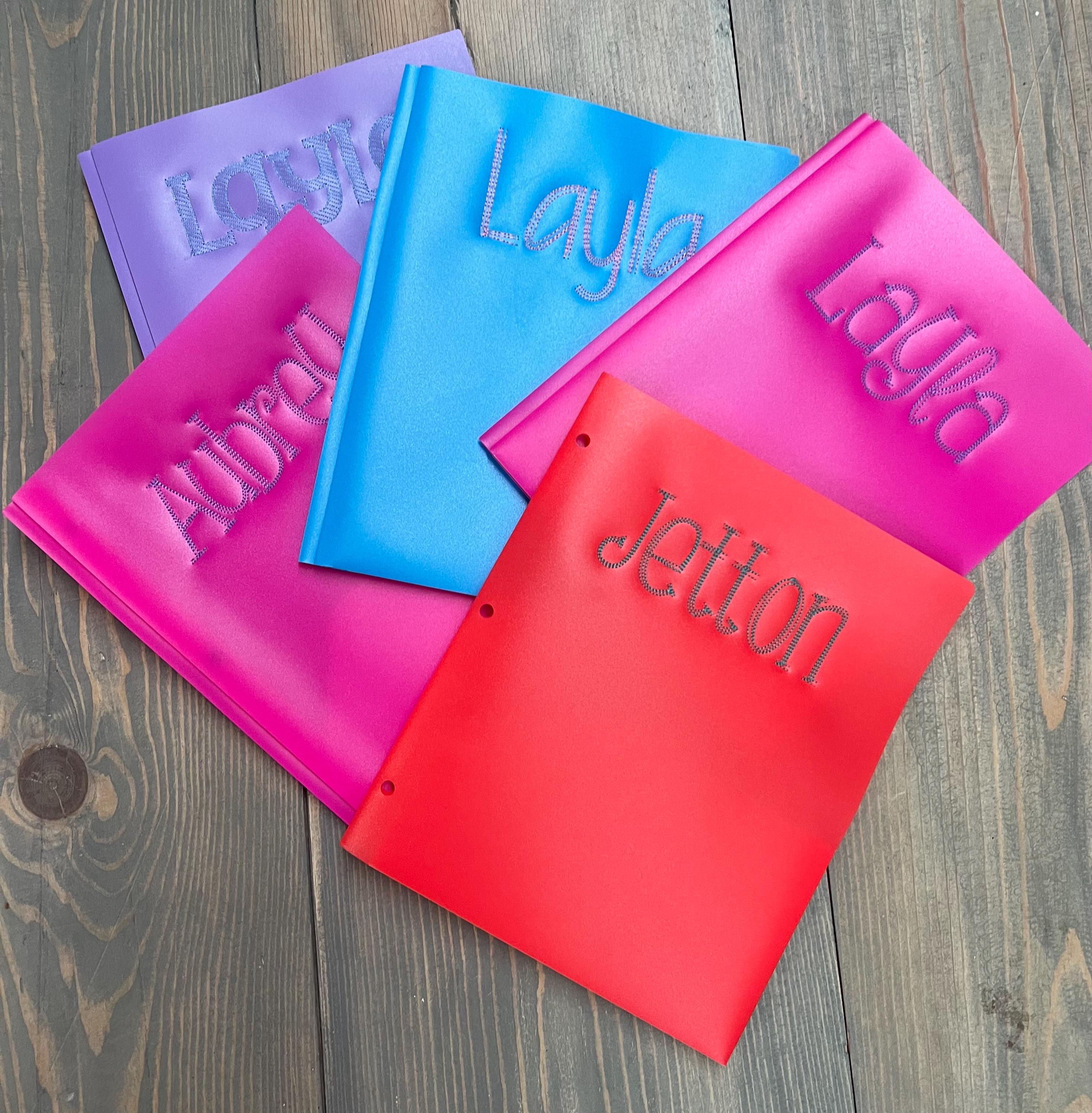 Personalized Embroidered Folder 3 Brad - 2 Pocket Plastic Folder
