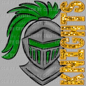 Knights Mascot Faux Embroidery Faux Sequins Ready to Press Transfer Direct to Film DTF Transfers Sublimation Transfer