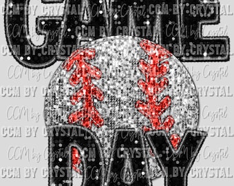 Baseball Game Day Faux Sequins Faux Embroidery Ready to Press Transfer DTF Transfers Sublimation Transfer