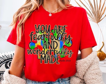 You Are Fearfully and Wonderfully Made Autism Awareness Ready to Press Transfer DTF Transfers Sublimation Transfer