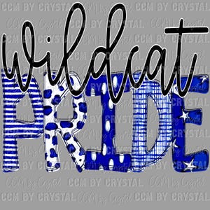 Wildcat Pride Blue Mascot Ready to Press Transfer Direct to Film DTF Transfers Sublimation Transfer
