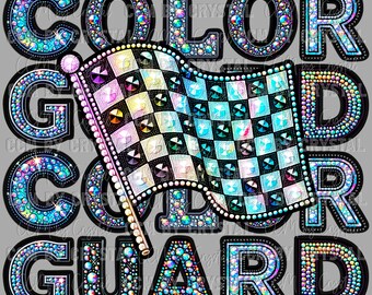 Color Guard Faux Rhinestones Ready to Press Transfer DTF Transfers Sublimation Transfer