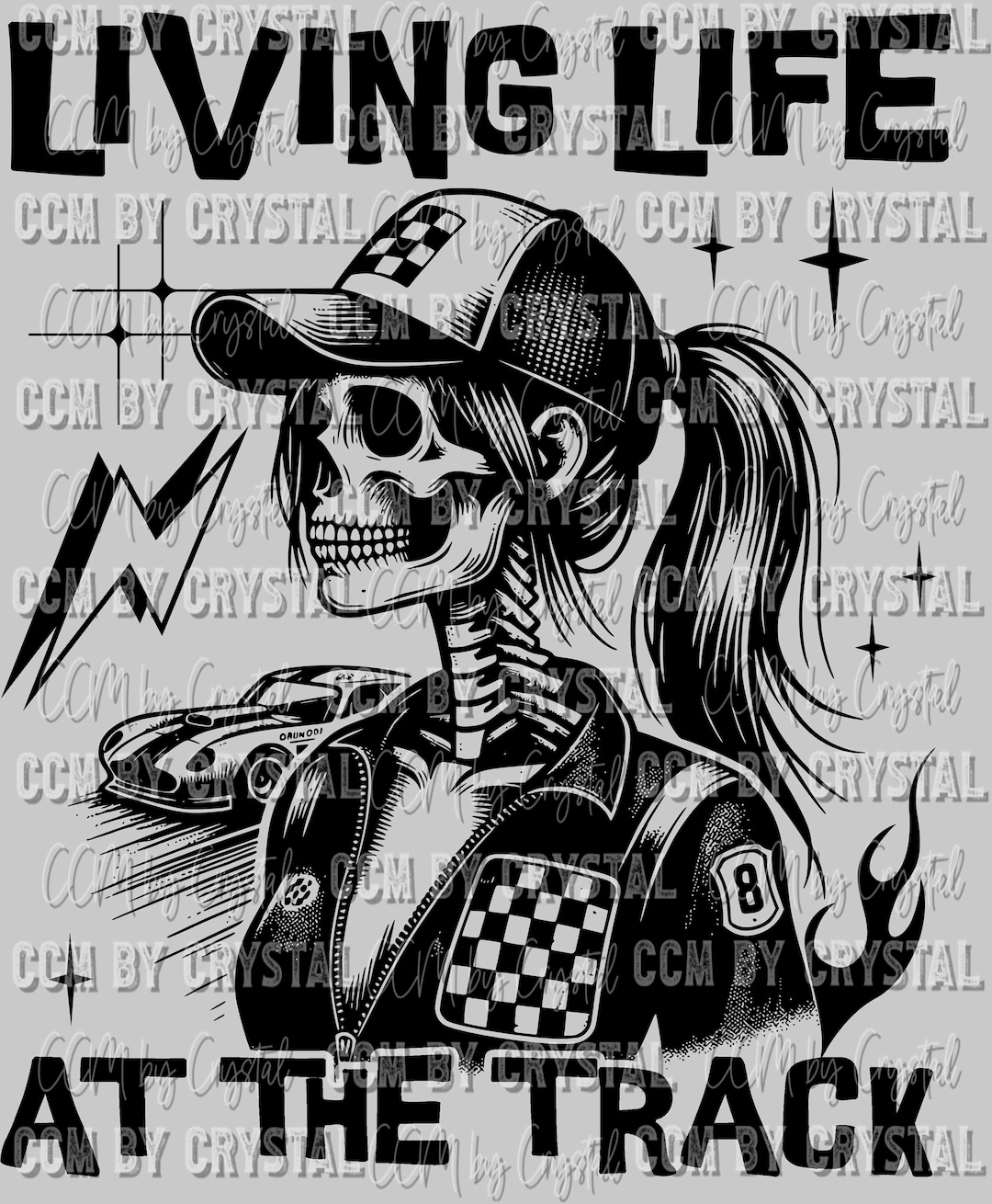 Drag Racing Skeleton Living Life at the Track Racing Skeleton Skellie Ready to Press ...