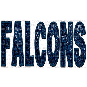 Falcons Mascot Faux Embroidery Faux Sequins Ready to Press Transfer Direct to Film DTF Transfers Sublimation Transfer