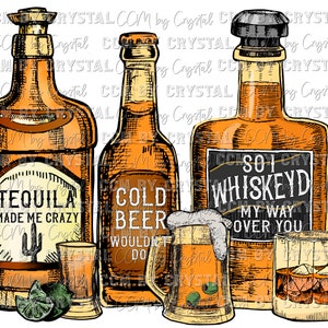 Tequila Beer and Whiskey Ready to Press DTF (Direct to Film) Transfer Sublimation Transfer Sublimation Print