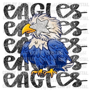 Eagles Blue Mascot Ready to Press Transfer DTF Transfers Sublimation Transfer