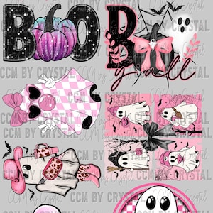 Pre-Made Pink Halloween Gang Sheet Longest Side Gang Sheets for DTF Transfers Ready to Press Direct to Film Transfers
