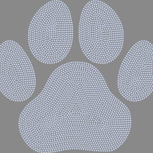 May include: A light blue paw print design on a gray background. The paw print is made up of many small, light blue dots. The design is simple and clean, perfect for pet lovers.