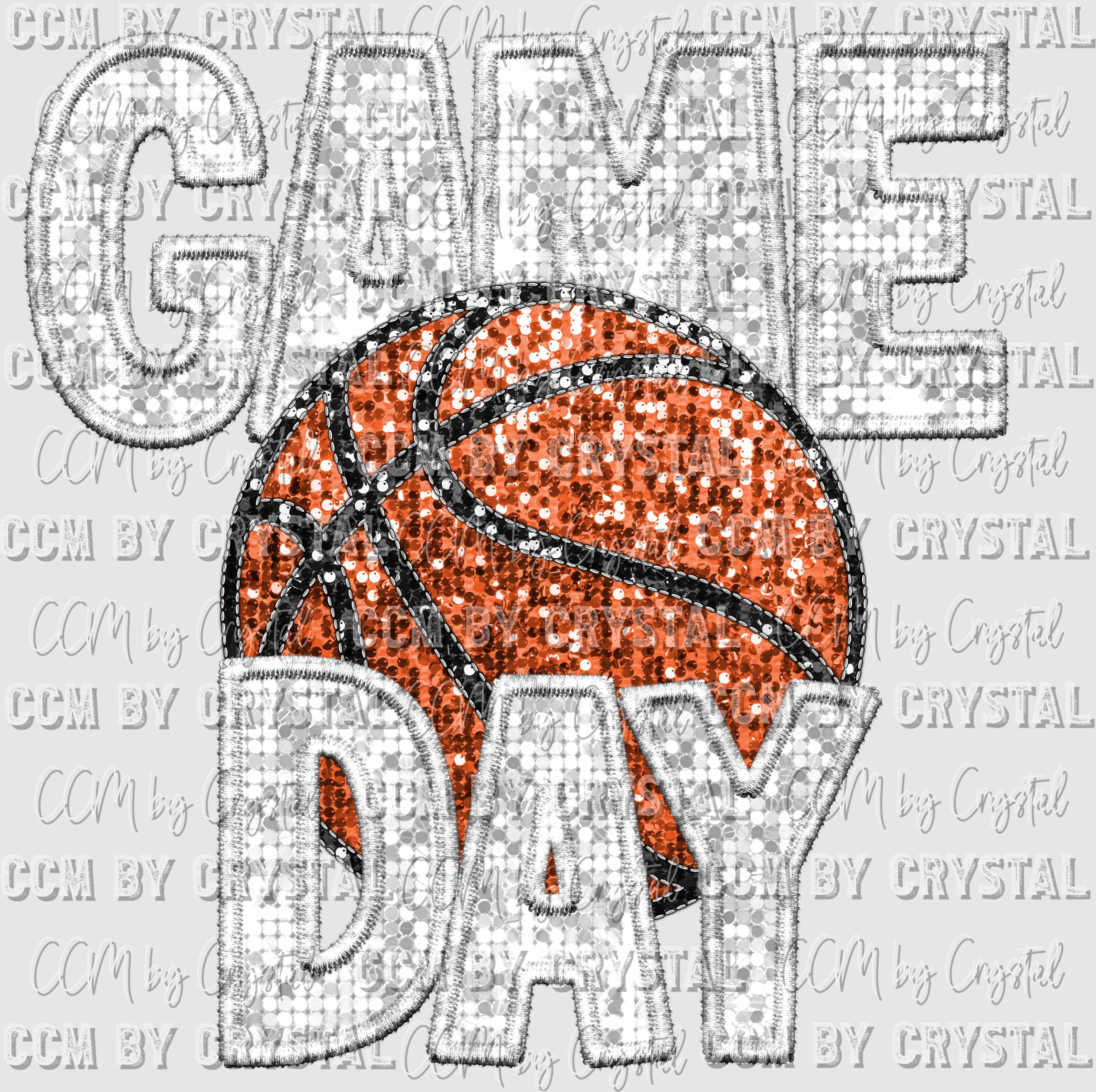 Game Day Basketball Faux Sequins Ready to Press Transfer Direct to Film DTF  Transfers Sublimation Transfer, image size:3000x2990