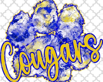 Cougars Cougar Paw PNG Royal blue and Yellow Gold