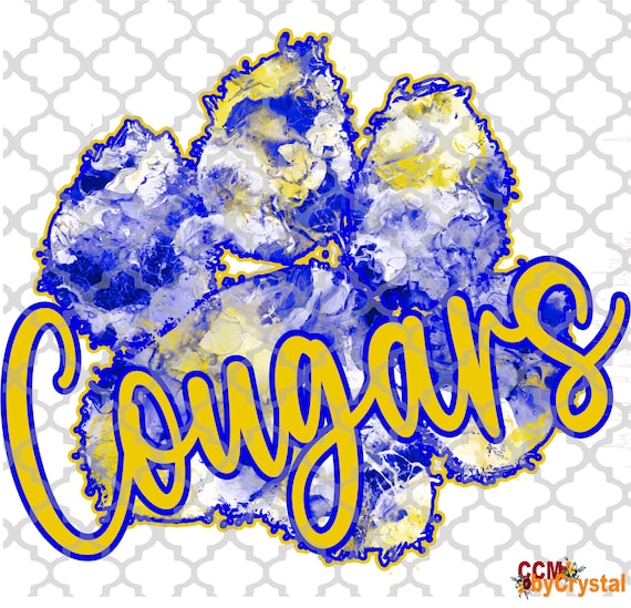 Cougars Cougar Paw PNG Royal blue and Yellow Gold