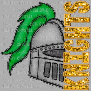 Knights Mascot Faux Embroidery Faux Sequins Ready to Press Transfer Direct to Film DTF Transfers Sublimation Transfer