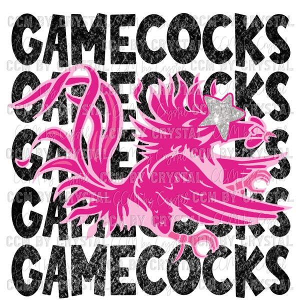 Gamecocks Pink Out Mascot Ready to Press Transfer Direct to Film DTF Transfers Sublimation Transfer