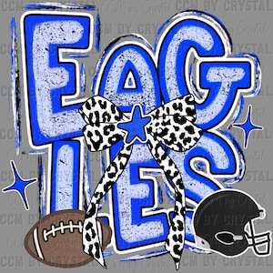 Eagles Football Bow Sports Mascot Leopard Print Ready to Press Transfer Direct to Film DTF Transfers Sublimation Transfer