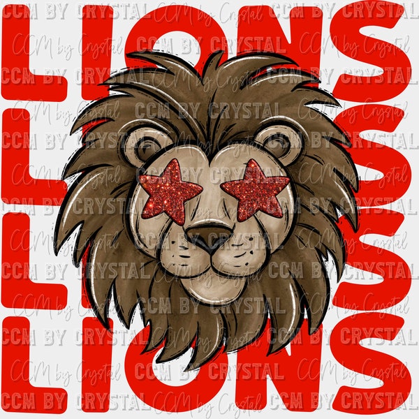 Lions Mascot Red Transfer Ready to Press Direct to Film DTF Transfers Sublimation Transfer