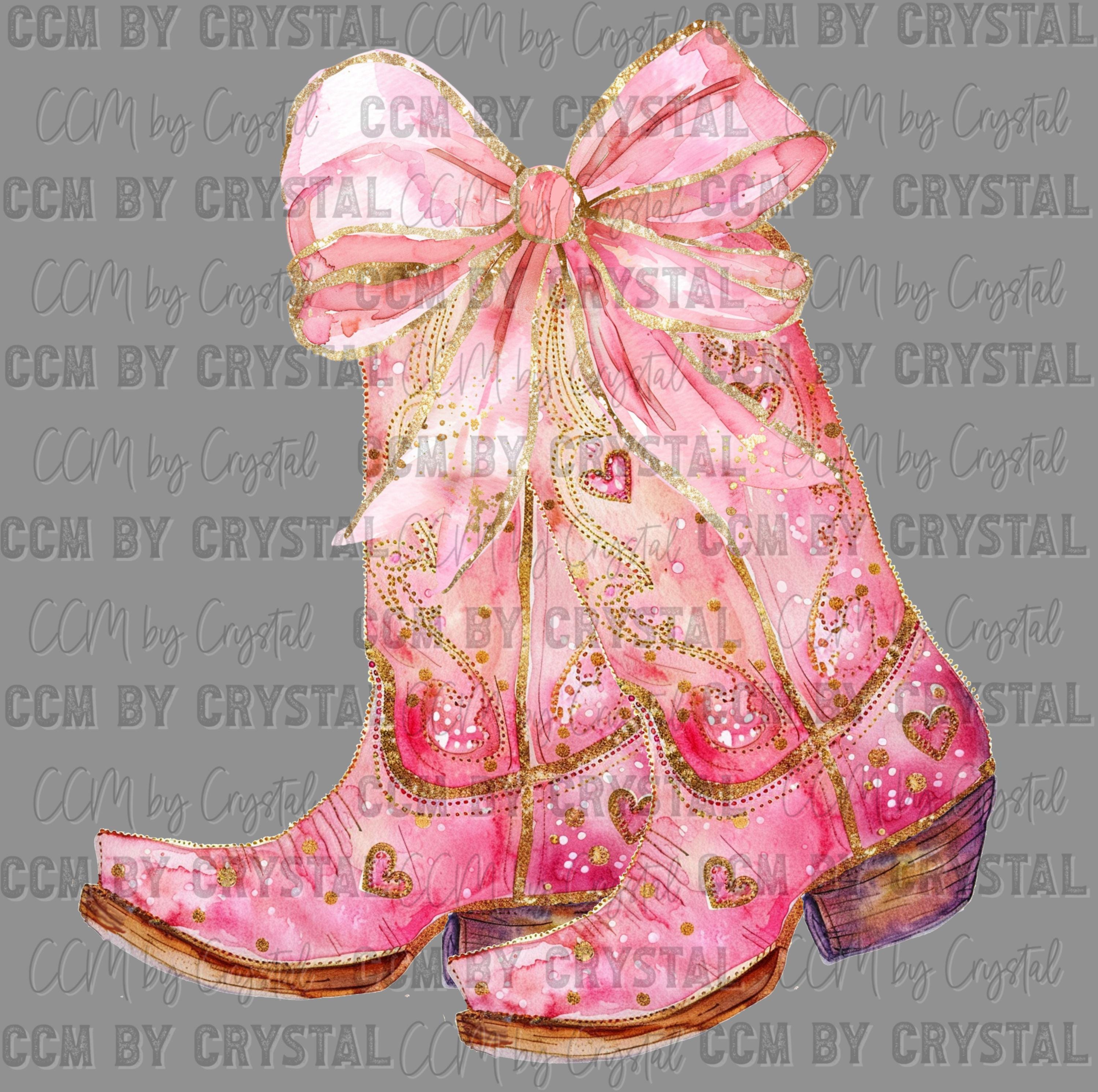 Pink Boots Western UV DTF Transfer Sticker Ready to Apply