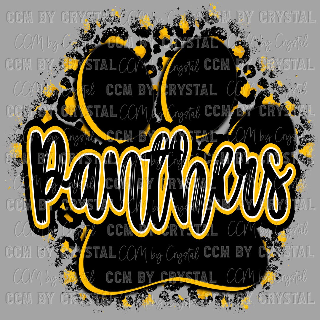 Panthers Black and Yellow Paw Ready to Press Transfer Direct to Film ...
