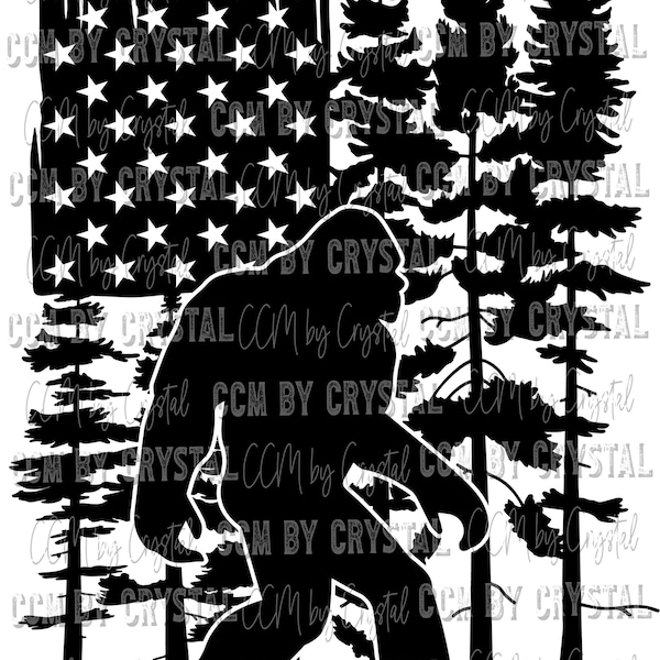 Big Foot in the Woods Flag Ready to Press DTF (Direct to Film) Transfer Sublimation Print Sublimation Transfer