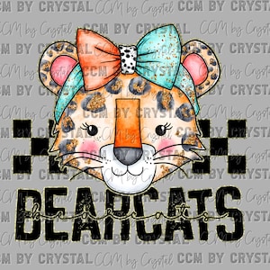 Bearcats Cartoon Mascot Ready to Press Transfer Direct to Film DTF Transfers Sublimation Transfer