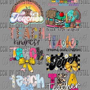 120&quot; Teacher Pre-Made Gang Sheet All Designs 11&quot; Longest side Gang Sheets DTF Transfers Ready to Press