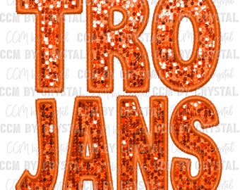 Trojans Faux Embroidery Faux Sequin Mascot Ready to Press Transfer Direct to Film DTF Transfer Sublimation Transfer
