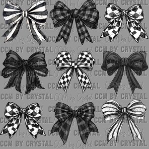 Checkered Bows Coquette UV DTF Transfer Sticker Ready to Apply