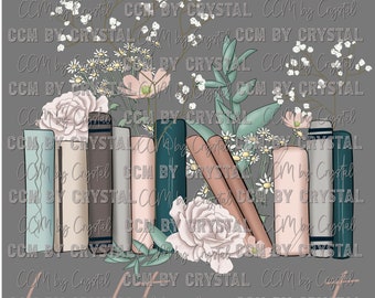 May include: A digital illustration of a stack of books with floral accents. The books are in shades of blue, brown, and pink. The flowers are white, pink, and green. The text "booktrovert" is written in pink at the bottom of the image.