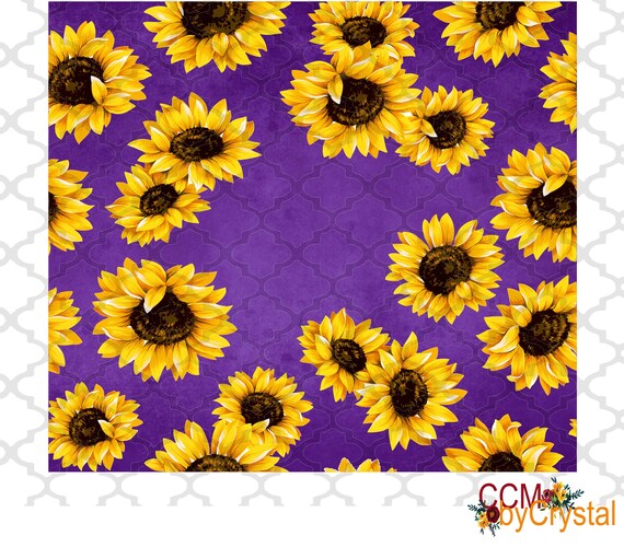 Purple Background With Sunflowers Tumbler wrap PNG Digital | Etsy