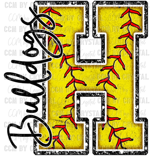 Personalized Pick your Letter and Mascot Softball Faux Chenille Ready to Press Transfer Direct to Film DTF Transfers Sublimation Transfer