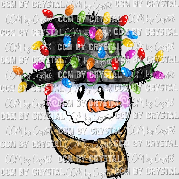 Snowman Christmas Lights Ready to Press Transfer DTF Transfer Sublimation Transfer