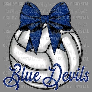 Blue Devils Volleyball Faux Glitter Ready to Press Transfer Direct to Film DTF Transfers Sublimation Transfer
