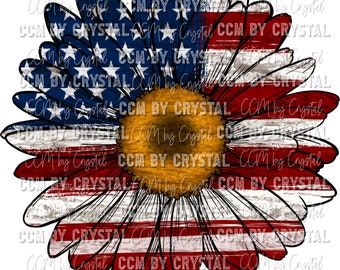 Daisy Flag Fourth of July Independence Day Ready to Press Transfers Direct to Film Transfers Sublimation DTF Transfers Sublimation Print