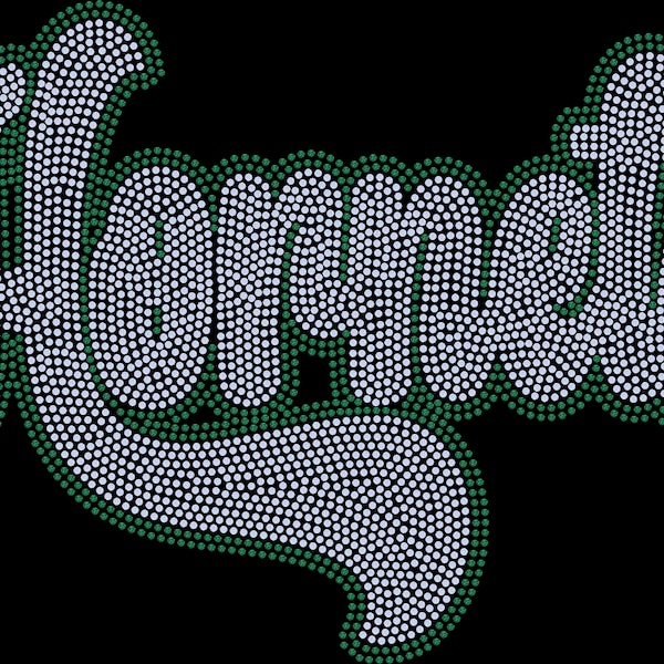 Custom One Line Word 11" Wide by approximately 7" Tall  2 Color Ready to Press Spangle Transfer