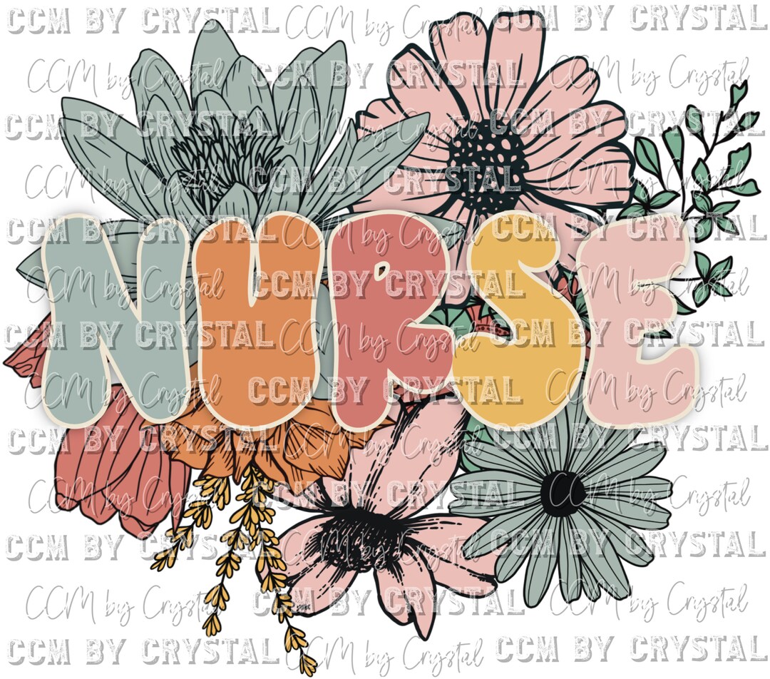 Nurse Floral Flowers Ready to Press Transfers Direct to Film Transfers