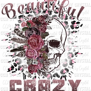 Beautiful Crazy Floral Skull Ready to Press Transfers Direct to Film Transfers Sublimation DTF Sublimation Print