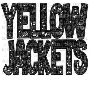 Yellow Jackets Faux Sequins Faux Embroidery Winter Ready to Press Transfer DTF Transfers Sublimation Transfer