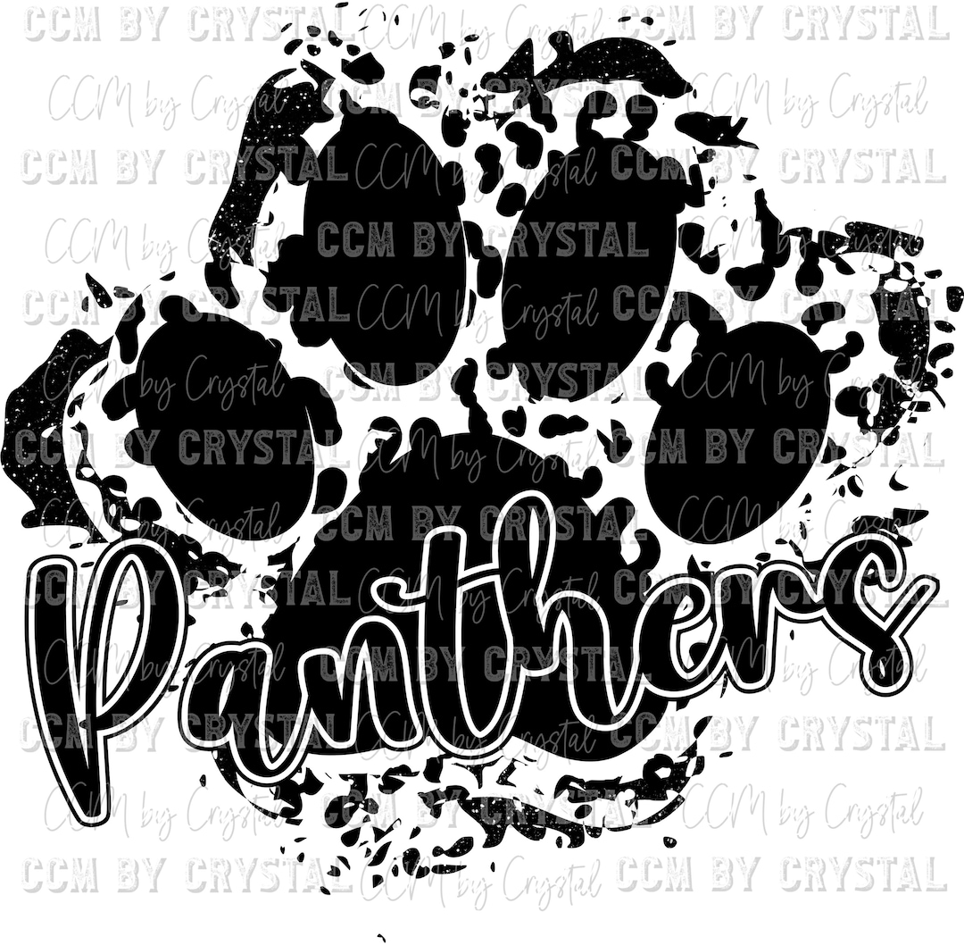 Panthers Paw PNG Leopard Print and Glitter Black and White Etsy
