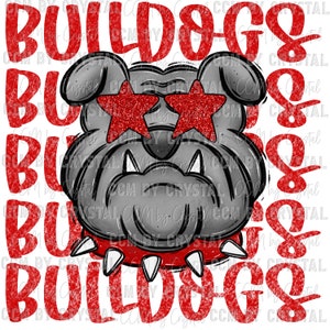 Bulldogs Stacked Red Mascot Ready to Press Transfer Direct to Film DTF Transfers Sublimation Transfer