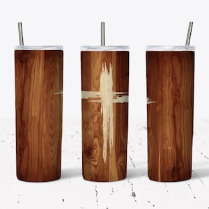 Woodgrain Cross  tumbler WRAP PNG Digital File Only Straight Only