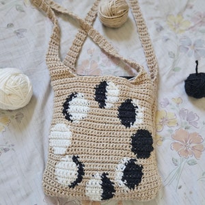 Celestial Phases Crochet Crossbody Tote Bag
