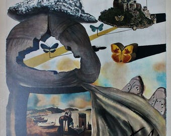 Salvador Dalí Litografía Butterfly Suite Ferrocarril Francés Normandía 1969 Raro COA