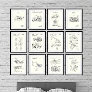Construction Machinery Patent Art Prints: Heavy Equipment Blueprint Set