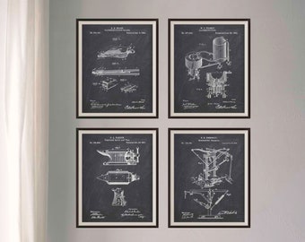 Blacksmith Patent Set, Bellows Patent, Anvil Patent, Vise Patent, Hammer Patent Art, 4 Blacksmith Patent Prints, Bundle of 4 Patent Posters